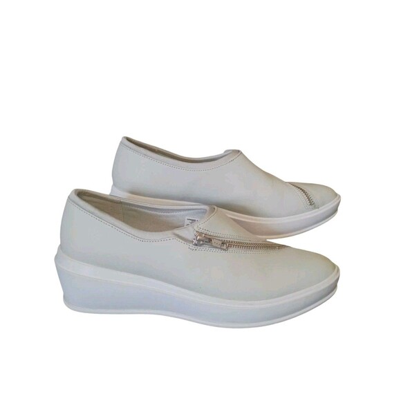 Under Armour Grey Platform Wedge Sport Athletic Sneaker Zip Closure  8 Leather - Picture 2 of 6